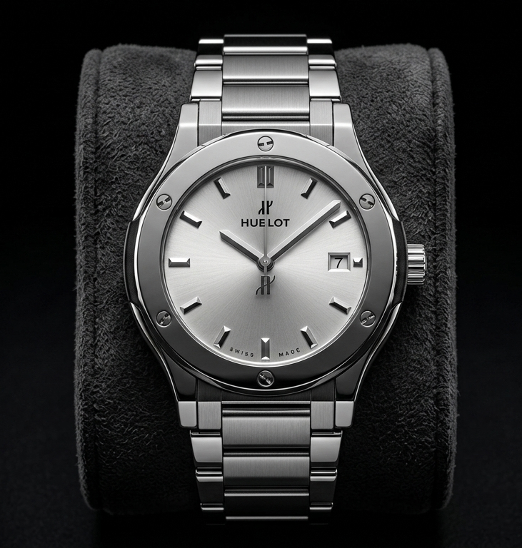 Sculpted Stainless Steel Luxury Watch