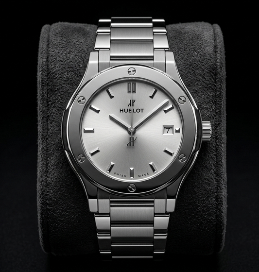 Sculpted Stainless Steel Luxury Watch