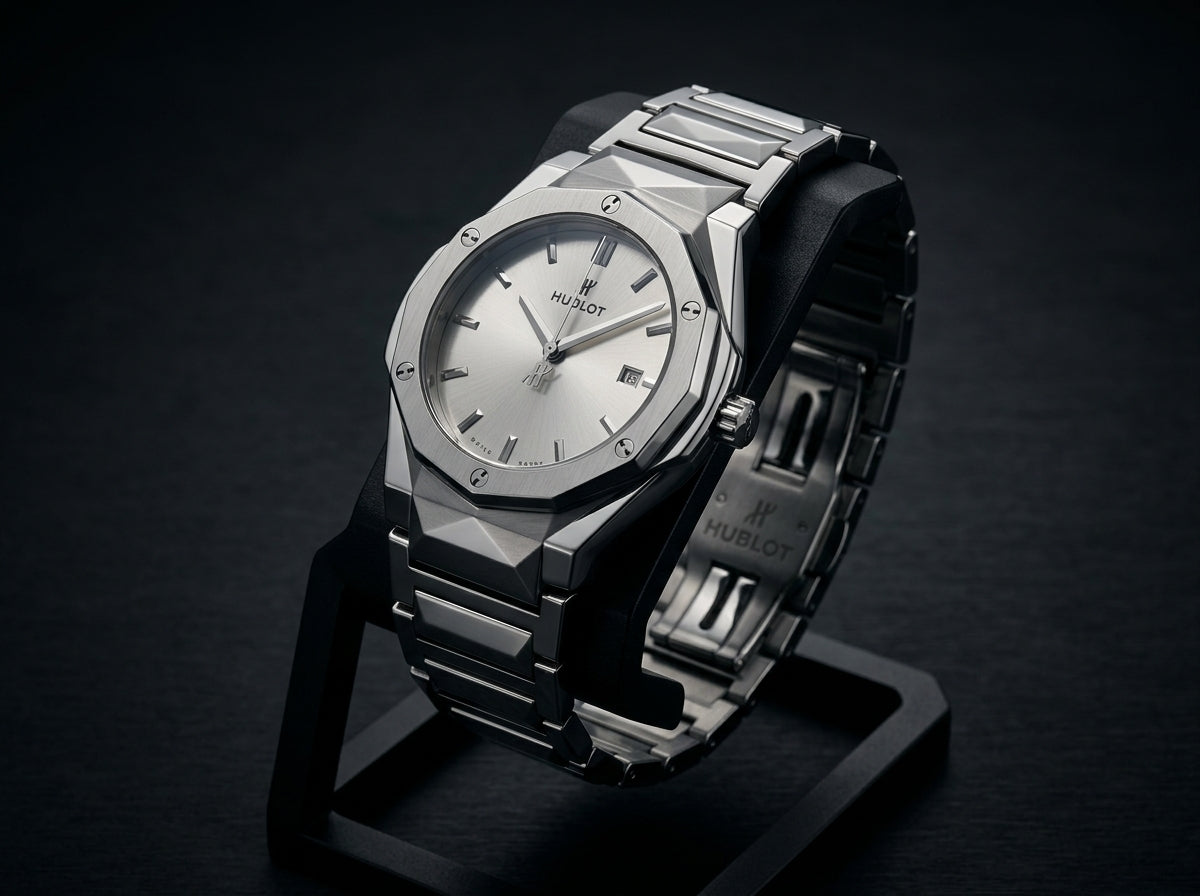 Sculpted Stainless Steel Luxury Watch