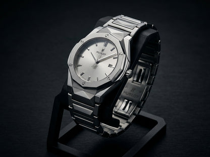 Sculpted Stainless Steel Luxury Watch