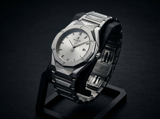 Sculpted Stainless Steel Luxury Watch